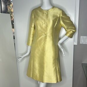 Vintage Seymour Paisin Yellow Sz 10-12 Silk Shantung Opera Coat